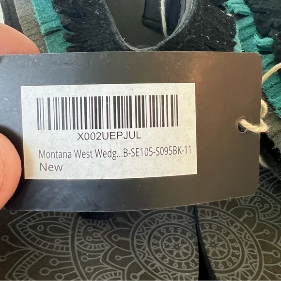 Montana West MANDALA CROSS CONCHO FRINGE WEDGE WESTERN FLIP-FLOP Sz 11 🍒 - Picture 11 of 11